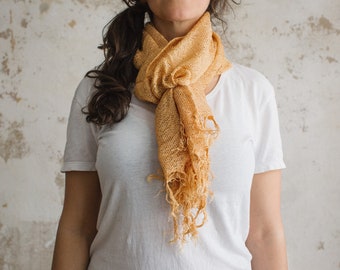 Silk scarf Raw (Medium | 45 x 150 cm), peach