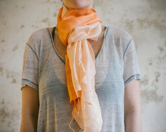 Silk scarf Siam (Medium | 34 cm x 165 cm), peach