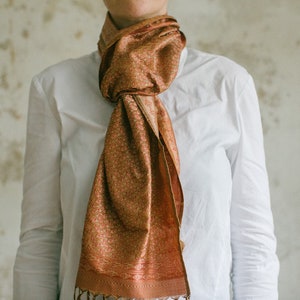 Silk scarf KASHI Paisley (27 cm x 170 cm), bronze