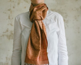 Silk scarf KASHI Paisley (27 cm x 170 cm), bronze
