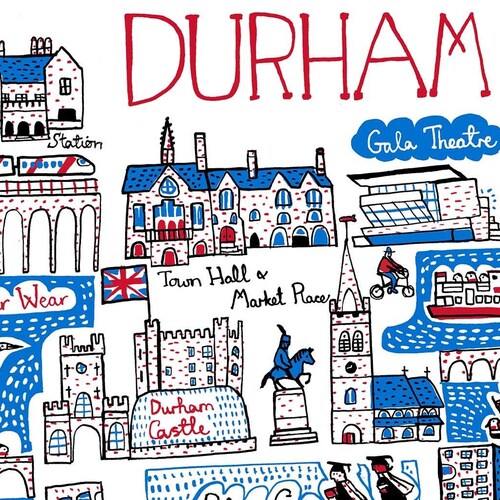 Handdrawn Durham University Map Fine Art Print by Etsy UK