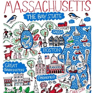 Cartolina dello stato del Massachusetts di Julia Gash