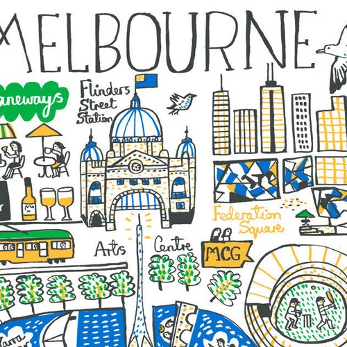 Melbourne Skyline Art Print Australia Travel Poster Vertical Etsy New