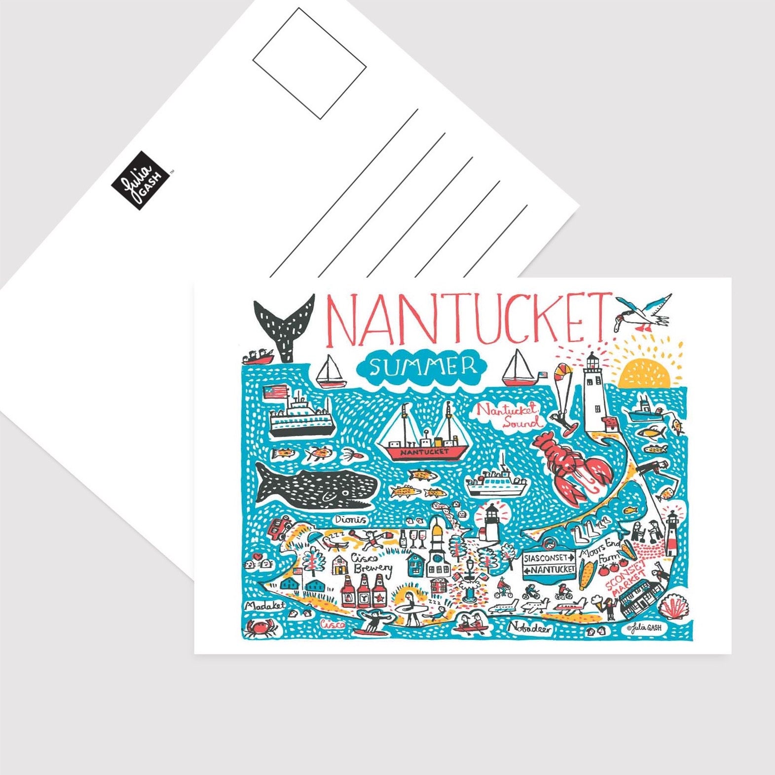 Nantucket Postcard by Julia Gash - Etsy