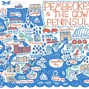 Pembrokeshire & The Gower Greeting Card by Julia Gash