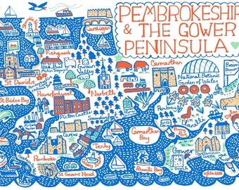 Pembrokeshire & The Gower Art Print by Julia Gash