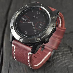 Handgefertigtes Lederarmband für die Garmin Fenix 3, und Garmin Fenix 5/5S/5X Sportuhren! weinrot