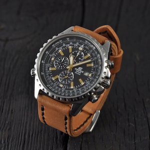 Handmade Leather Men&#39;s watch strap 16mm 18mm 20mm 22mm 24mm 26mm watch band Tan