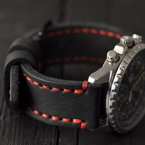 Handmade Leather Mens watch strap 16mm 18mm  20mm 22mm 24mm 26mm watch band thick skin