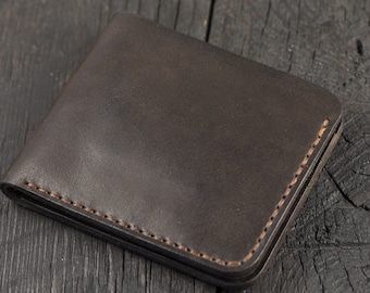 Handmade Leather Wallet, Men's Leather slim Wallet, Cowhide Leather Wallet, Personalized, Traditional Wallet Dark Brown