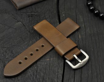 Handmade Leather Men's watch strap Olive 18mm 20mm 21mm 22mm 24mm 26mm watch band