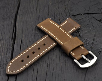 Handmade Leather Men's watch strap 16mm 18mm 20mm 22mm 24mm 26mm watch band Olive