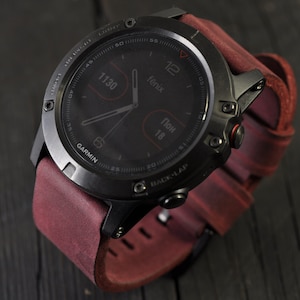 Handgefertigtes Lederarmband für die Garmin Fenix 3, und Garmin Fenix 5/5S/5X Sportuhren! weinrot