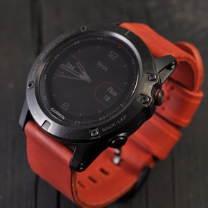 Handgefertigtes Lederarmband für die Garmin Fenix 3, und Garmin Fenix 5/5S/5X Sportuhren! Rot