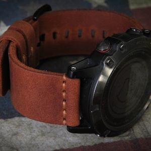 Leather Watch Band for Garmin Fenix Leather Band for Garmin Fenix 6,6S,6X Pro /5,5S,5X /3,HR Watch Band Strap,  Handmade Leather Strap