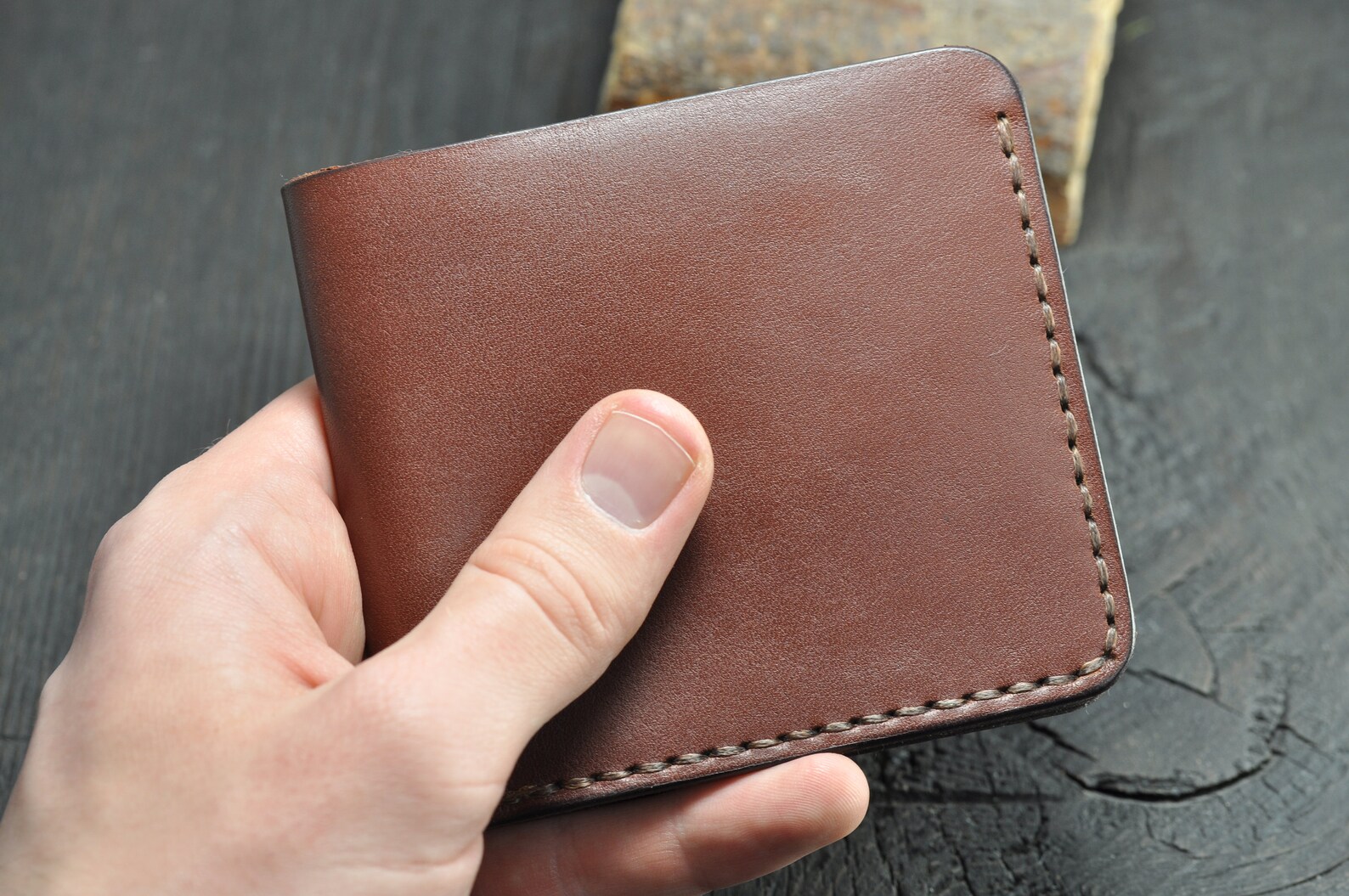 Handmade Leather Wallet Men's Leather Slim Wallet Etsy