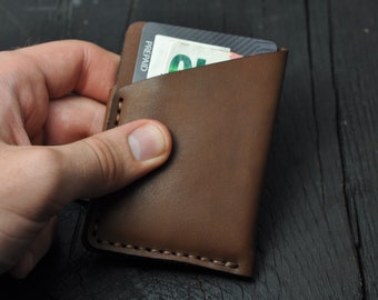 Minimalist Mens Wallet, Credit Card Holder, Leather Pocket Wallet, Slim Wallet Brown