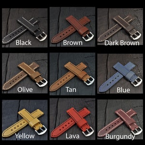 Handmade Leather Men&#39;s watch strap 16mm 18mm 20mm 22mm 24mm 26mm watch band