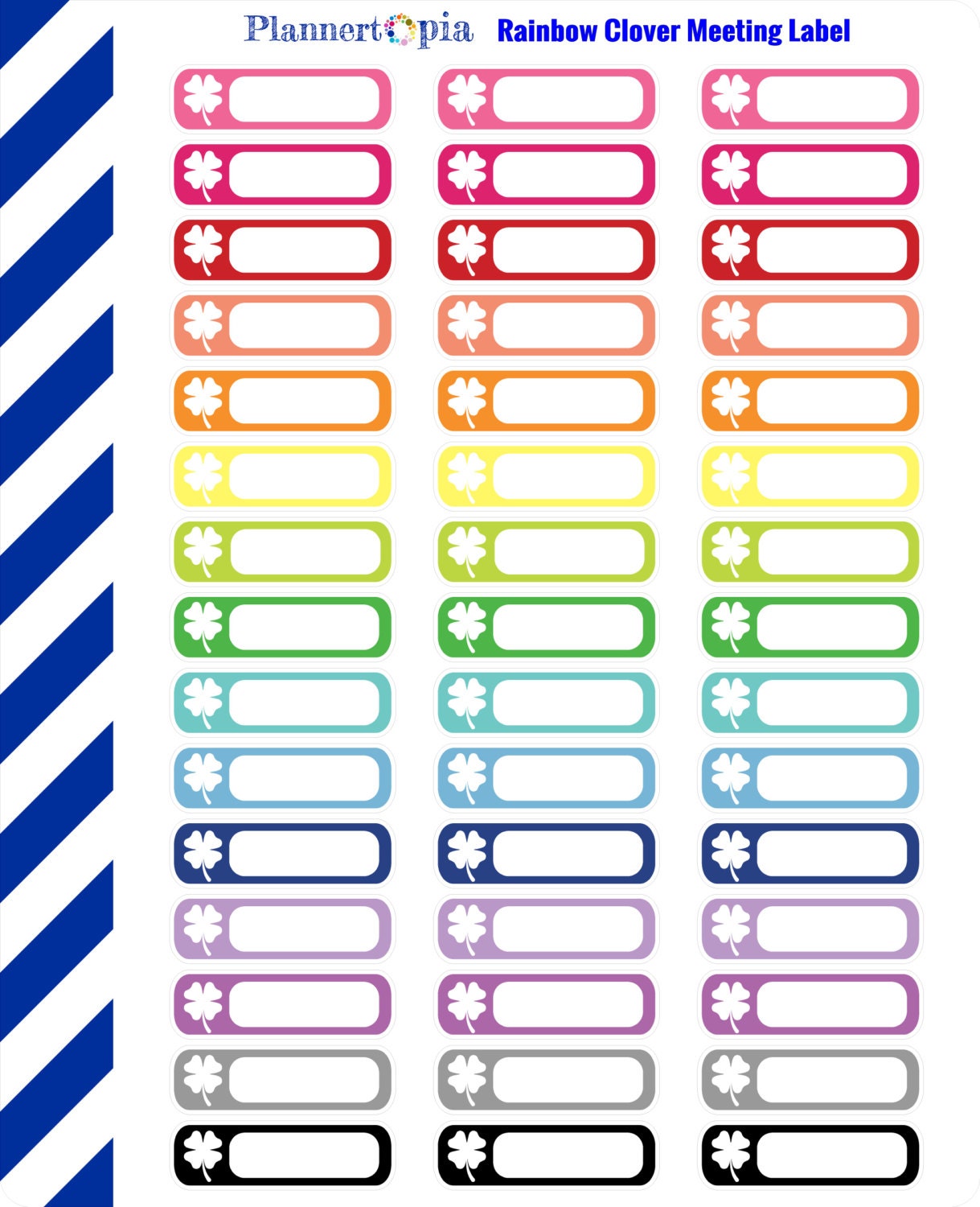 Rainbow Clover Meeting Labels Premium Matte Vinyl Planner Etsy