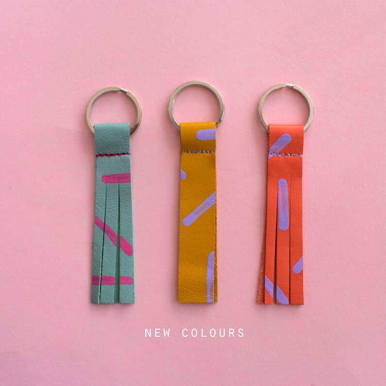 Hand Painted Leather Keyrings image 3