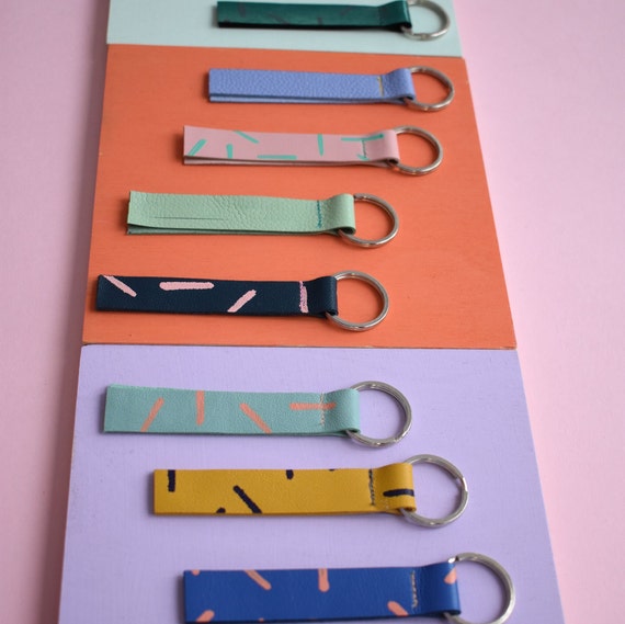 Hand Painted Leather Keyrings