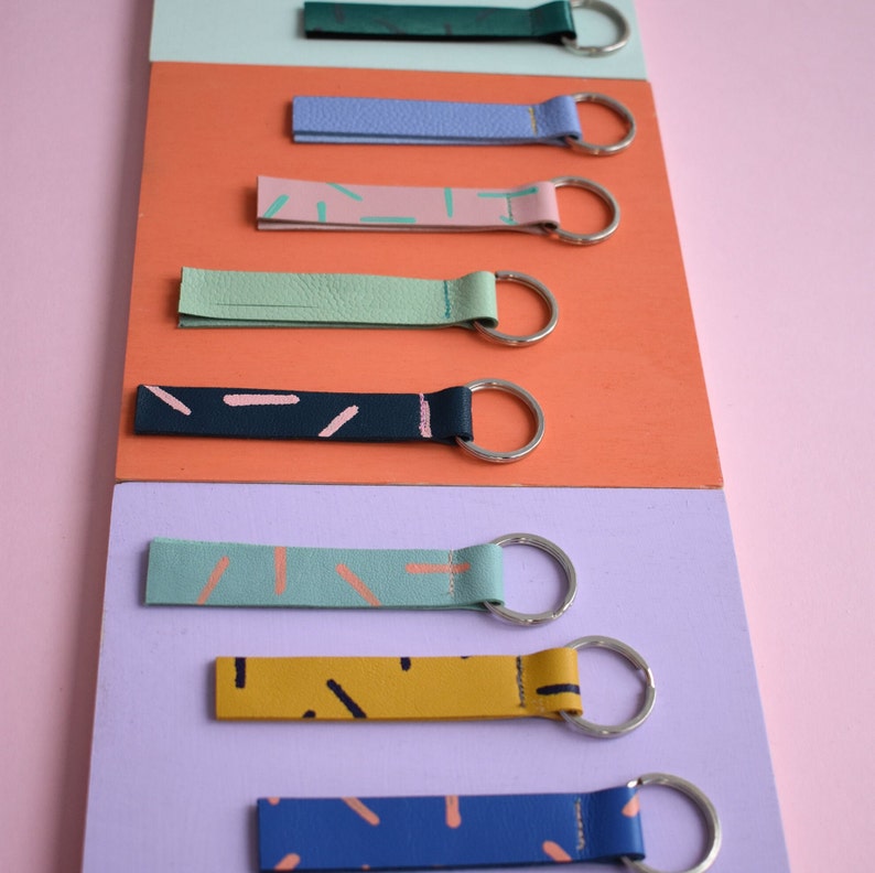 Hand Painted Leather Keyrings image 1