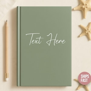 Cuaderno de tapa dura personalizado con nombre y escritura mate, con texto personalizado, encuadernado en tapa blanda para una escritura consciente, regalo inspirado en el mar.