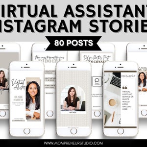 Virtual Assistant Instagram Story Templates, Neutral Theme (Canva)