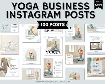 100 Yoga Instagram Post Canva Templates, Yoga Social Media Instagram Posts, Health and Wellness Instagram, Yoga Coach, Yoga Instructor