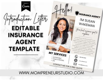 Insurance Agent Introduction Flyer Template, Life Insurance Agent Flyer, Insurance Broker Templates, Insurance Specialist, Mortgage Officer