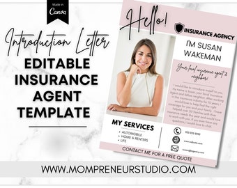 Insurance Agent Introduction Flyer Template, Life Insurance Agent Flyer, Insurance Broker Templates, Insurance Specialist, Mortgage Officer