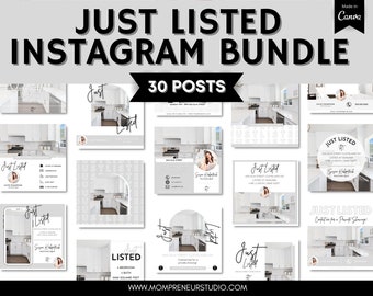 30 Just Listed Neutral Realtor Instagram Post and Story Template Bundle, New Listing Social Media Post, Real Estate New Listing Announcement