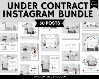 30 Under Contract Realtor Instagram Post and Story Templates Bundle, Social Media Posts, Real Estate Marketing Canva Templates