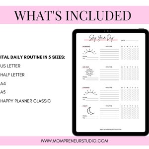 Daily Routine Printable Planner, Productivity Planner, Routine Chart, Routine Planner, Habit Chart, Happy Planner Insert, A4, A5 image 4