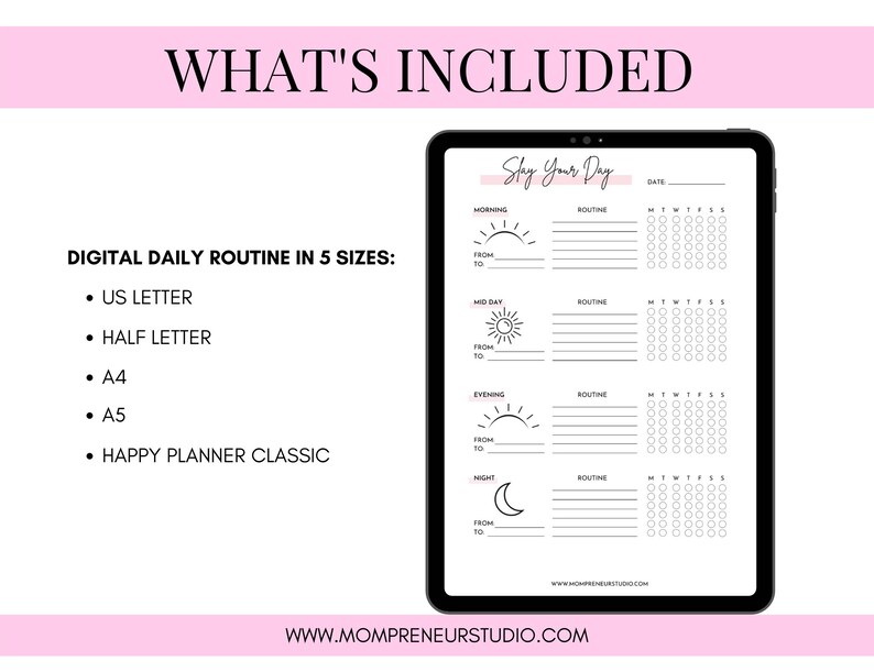 Daily Routine Printable Planner, Productivity Planner, Routine Chart, Routine Planner, Habit Chart, Happy Planner Insert, A4, A5 image 4