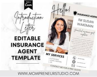 Insurance Agent Introduction Flyer Template (Canva Editable)