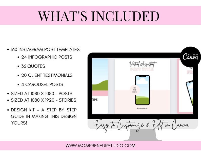 160 Virtual Assistant Instagram Story and Post Templates, Virtual Assistant Instagram Templates, Social Media Manager, VA Marketing image 4