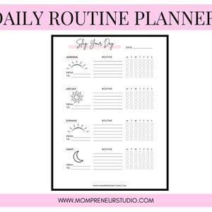 Daily Routine Printable Planner, Productivity Planner, Routine Chart, Routine Planner, Habit Chart, Happy Planner Insert, A4, A5 image 2