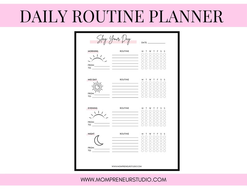 Daily Routine Printable Planner, Productivity Planner, Routine Chart, Routine Planner, Habit Chart, Happy Planner Insert, A4, A5 image 2