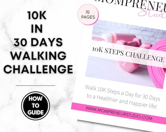 Walking Challenge Printable Guide, Workout Routine Worksheets, Personal Trainer Program, Fitness Coach Ebook, 10K STEPS A DAY
