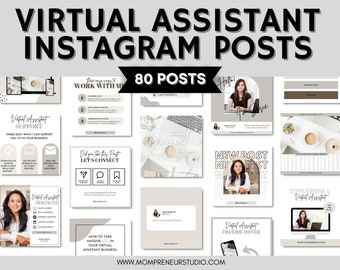 80 Virtual Assistant Instagram Post, Virtual Assistant Instagram Templates, Social Media Manager, VA Template, VA Marketing, VA Content