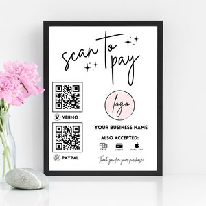 Editable Scan to Pay Sign, QR Code Template (Canva)