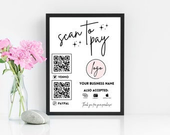 Editable Scan to Pay Sign QR Code Sign Template Canva, Printable Payment Sign, Accepted Payments Sign, CashApp Venmo Sign Customizable