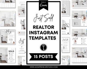 15 Just Sold Realtor Instagram Post Template, Social Media Posts, Just Sold Template, Real Estate Marketing, Facebook Post, Instagram Canva