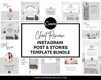 32 Client Review Realtor Instagram Post and Stories Templates Bundle, Real Estate Testimonial, Real Estate Marketing, Facebook Post
