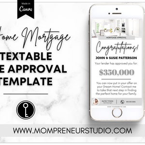Textable Mortgage Pre Approval Template, Canva Real Estate, Mortgage Marketing, Loan Officer Template, Mortgage Broker Template, Home Buyer image 1