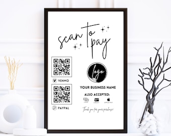 Editable Scan to Pay Sign QR Code Sign Template Canva, Printable Payment Sign, Accepted Payments Sign, CashApp Venmo Sign Customizable