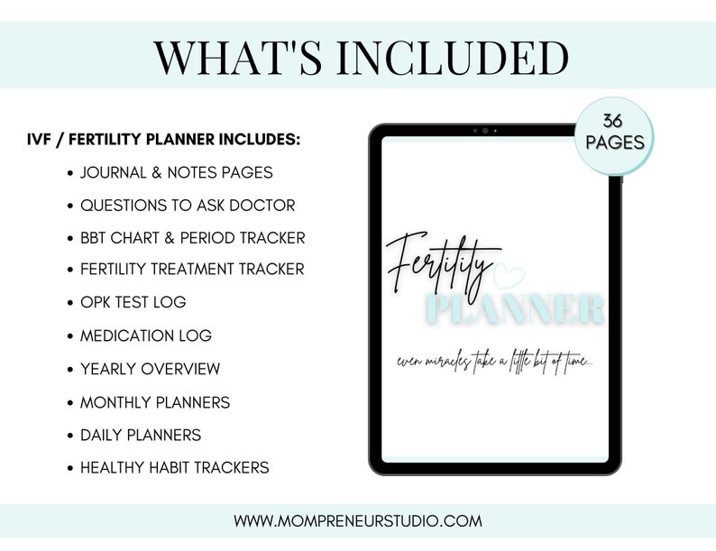 IVF Printable Planner, Ivf Journal, Ivf Diary, Fertility Journal, IUI Planner, Trying to Conceive, Pregnancy Planner, TTC Planner image 2