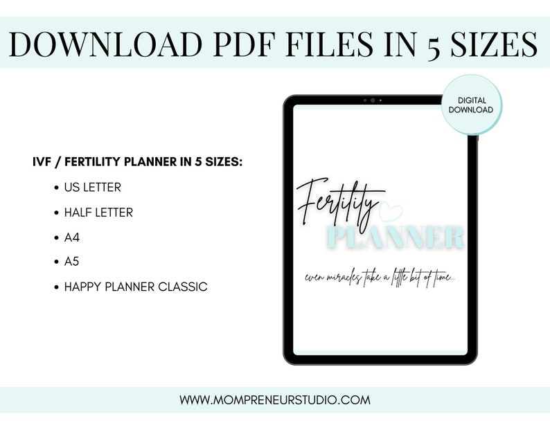 IVF Printable Planner, Ivf Journal, Ivf Diary, Fertility Journal, IUI Planner, Trying to Conceive, Pregnancy Planner, TTC Planner image 3
