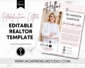 Real Estate Introduction Flyer, Realtor Marketing, Real Estate Farming, New Agent Flyer, Real Estate Postcard, Canva Template